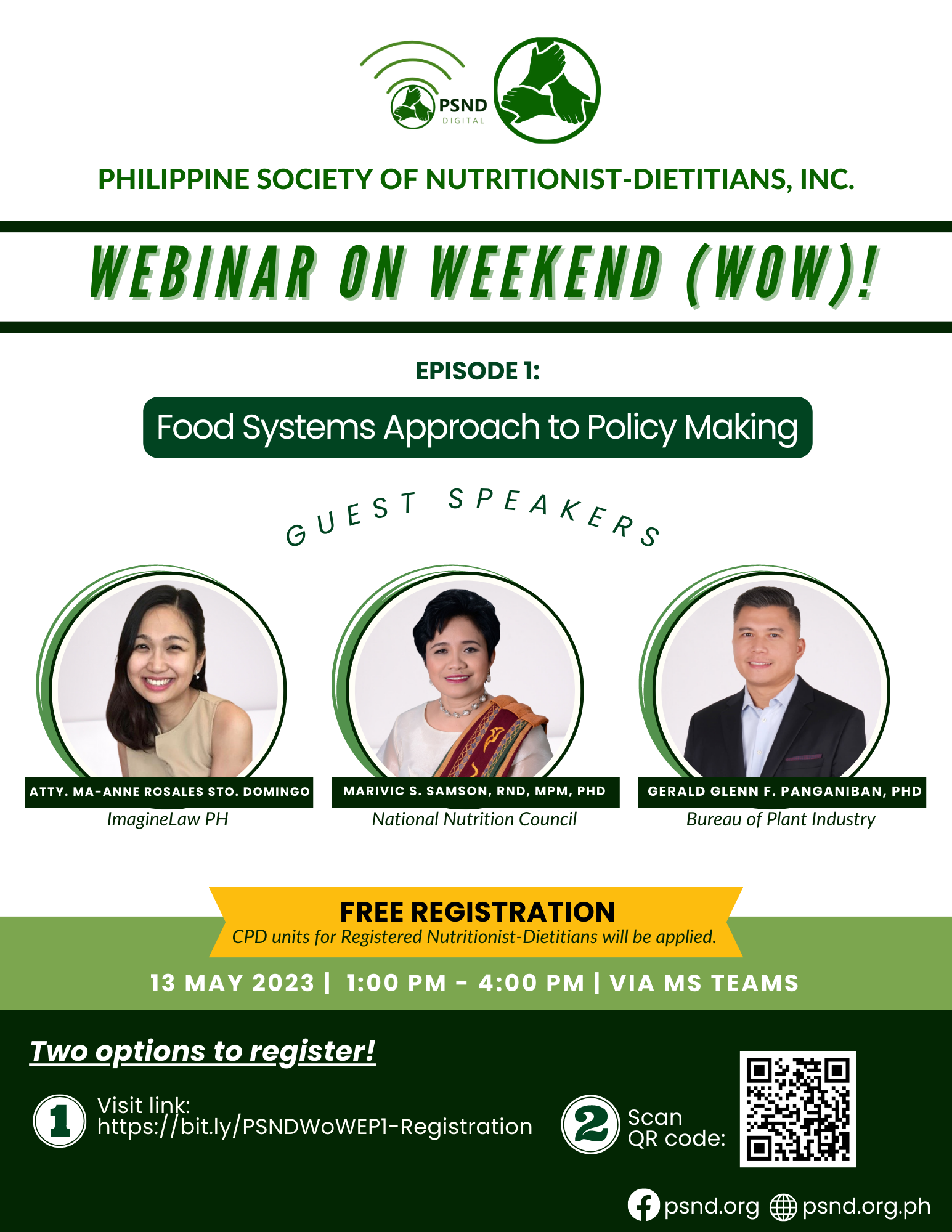 PSND Webinar on Weekend (WoW!) 2023 Series: Food Systems Approach to Policy Making