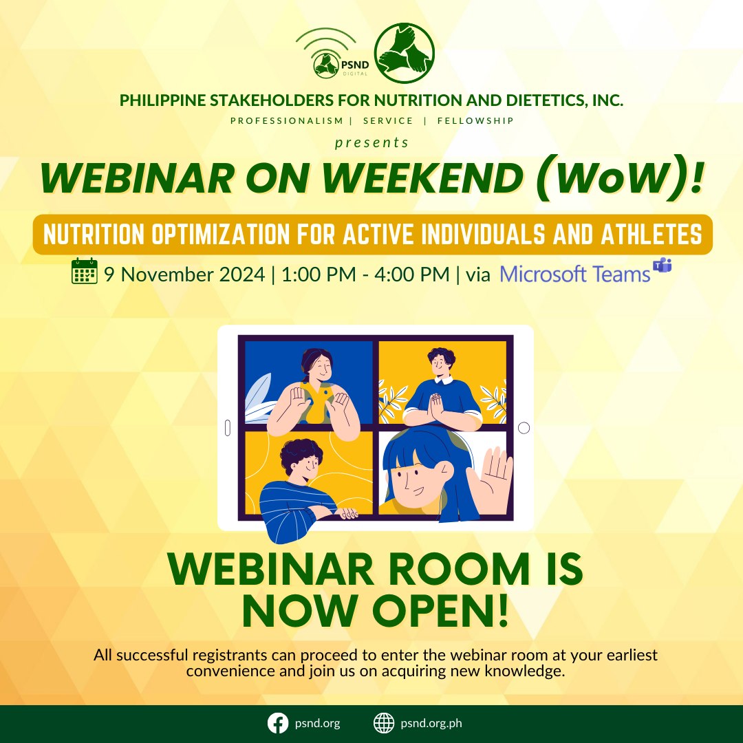 PSND Webinar on Weekend (WoW!) 2024 Series: Nutrition Optimization for Active Individuals and Athletes
